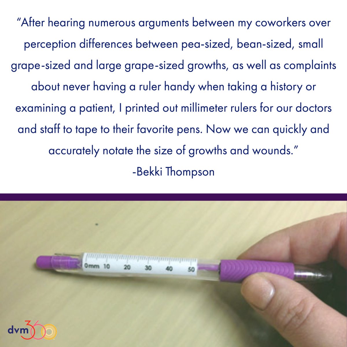 Technician Bekki Thompson used a simple ruler in a genius way. Share your own smarty pants tips here: veterinarymedicine.dvm360.com/webform/submit…