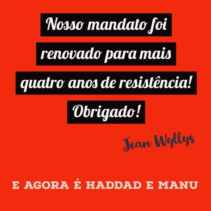 A máquina de difamação e mentiras chamada MBL já está falando que eu não fui reeleito. Sinto muito, haters, vocês vão ter que aturar minha resistência por mais quatro anos! 😘🌈