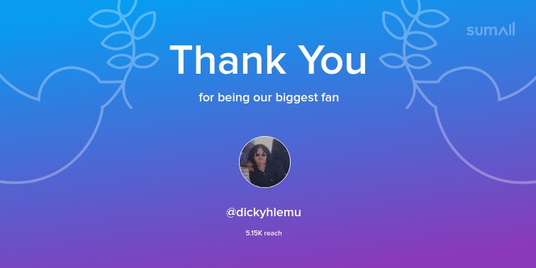 Our biggest fans this week: @dickyhlemu. Thank you! via sumall.com/thankyou?utm_s…