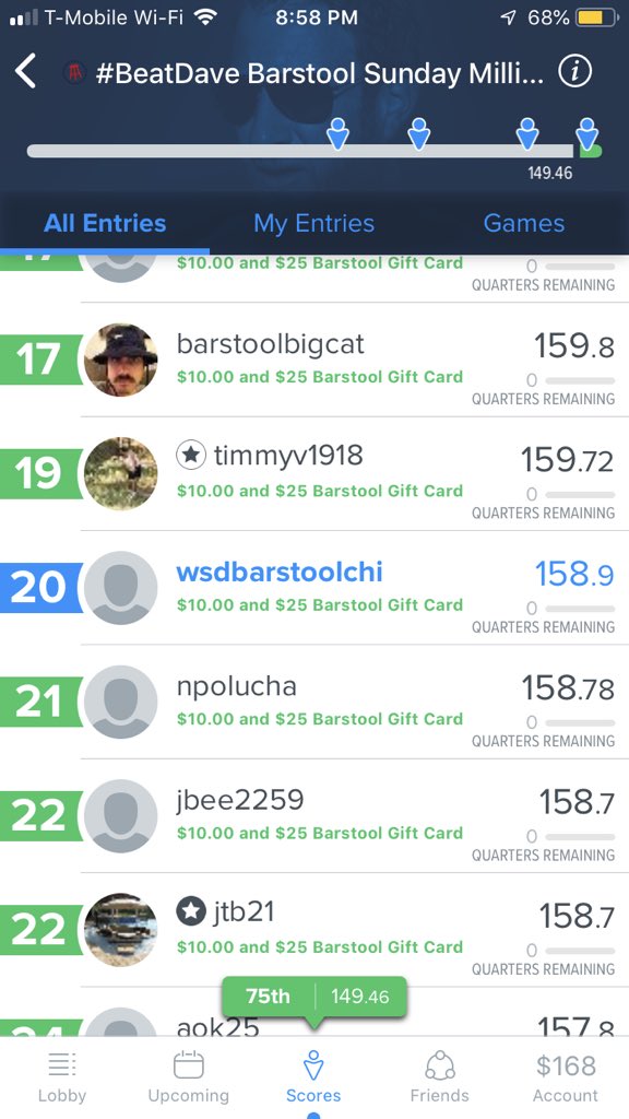 B1GCatsDave on Twitter "🚨BREAKING NEWS🚨 I won a 25 Barstool gift card