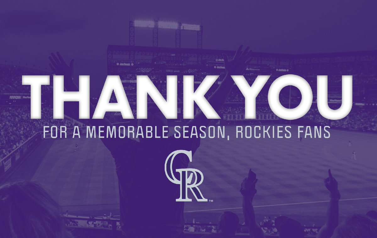 Rockies's tweet photo. A sincere thank you to our amazing fans:

We laughed together. We cried together. We cheered together. We trolled each other. We yelled at each other like family.

We all poured everything into this season and made it through together. We love you!

The best is yet to come... https://t.co/b3lpmhS9nQ