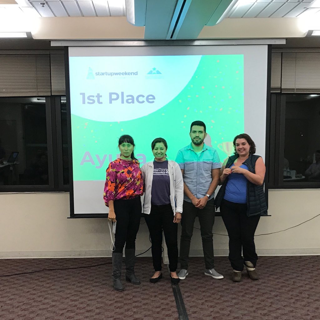 pdxswlatino's tweet photo. And the winner of #PDXSWLatino is Ayuda! Congratulations 🏆#latinxtech https://t.co/DrC6mCMa6Q