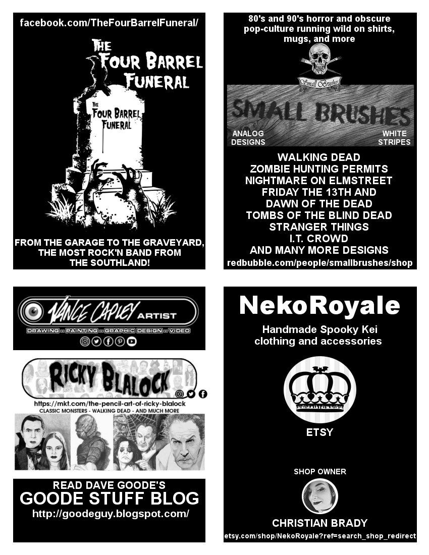 monstermagazin2's tweet photo. Visit our fellow fiends!!! They are all cool ghouls! #NekoRoyale #TheFourBarrelFuneral #VanceCapley #RickyBlalock #DaveGoode #SmallBrushes https://t.co/JiXdJFeVTM
