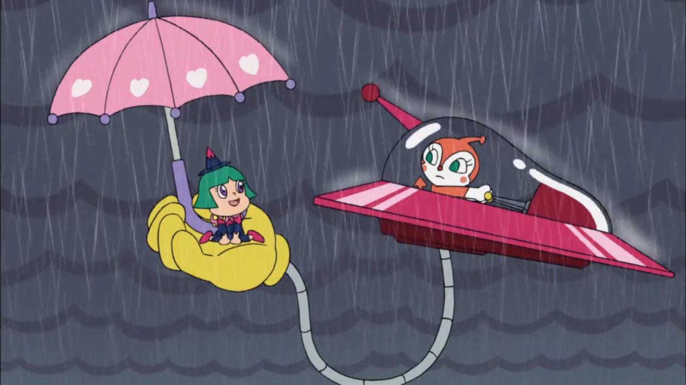 無難 一日一アンパンマン ドキンちゃんとマゴマジョ Ufoに傘さしてるのかわいいな