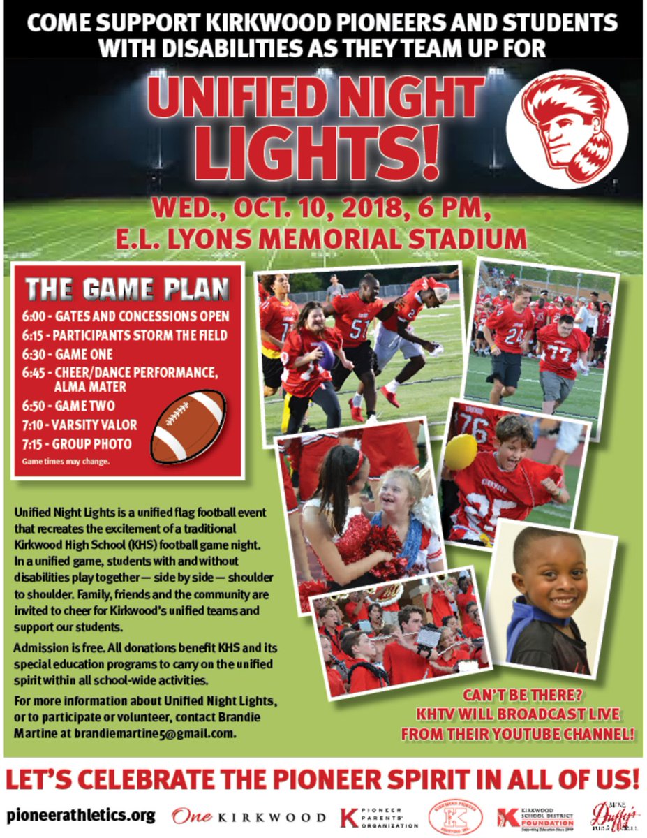 Unified Night Lights is this Wednesday.  Are you in? #Kirkwood #KHS