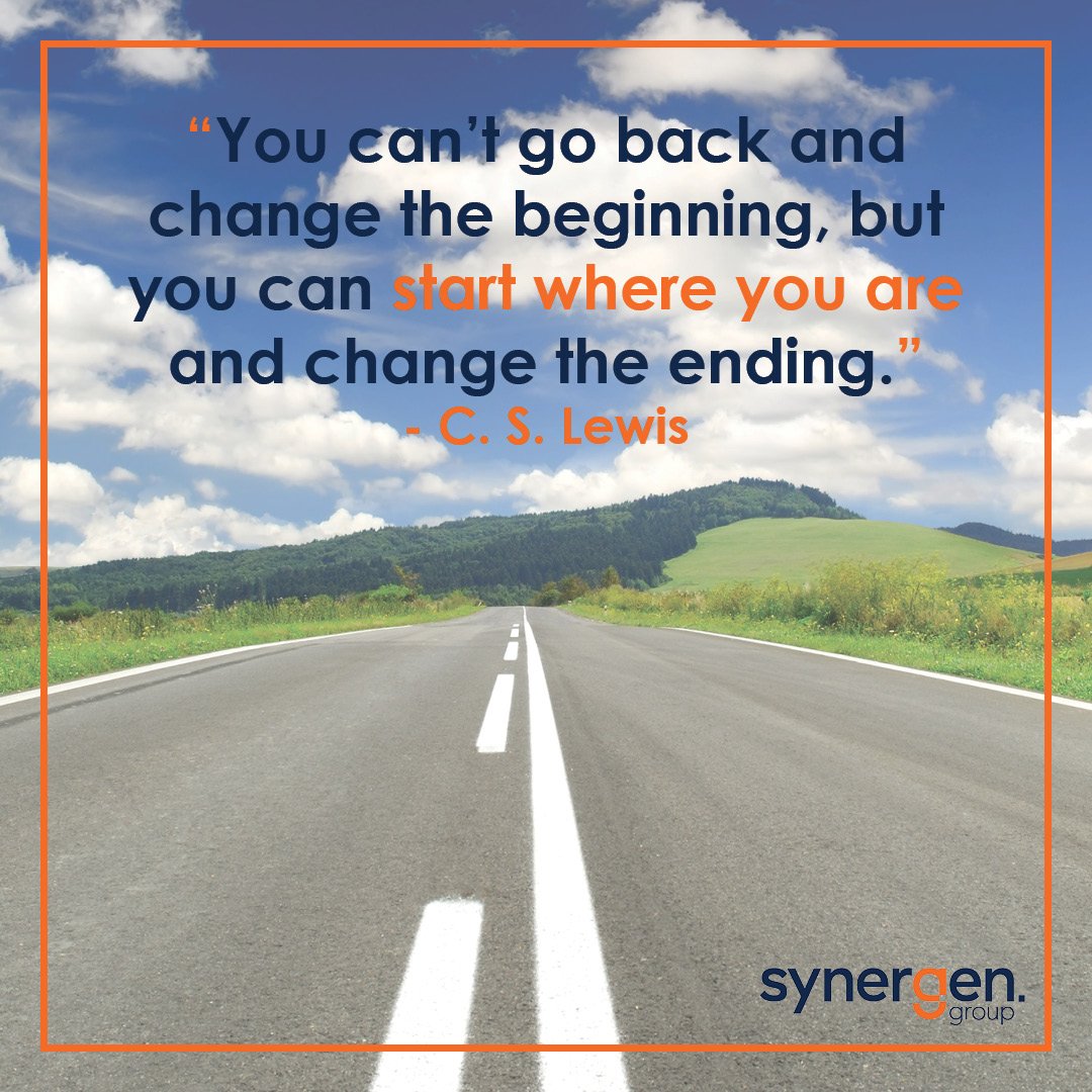synergengroup's tweet photo. “You can’t go back and change the beginning, but you can start where you are and change the ending.”
— C. S. Lewis

#MotivationalMonday #StartWhereYouAre #MotivationalQuote #CSLewis #LeadershipCapability https://t.co/W9BzDZyrNK