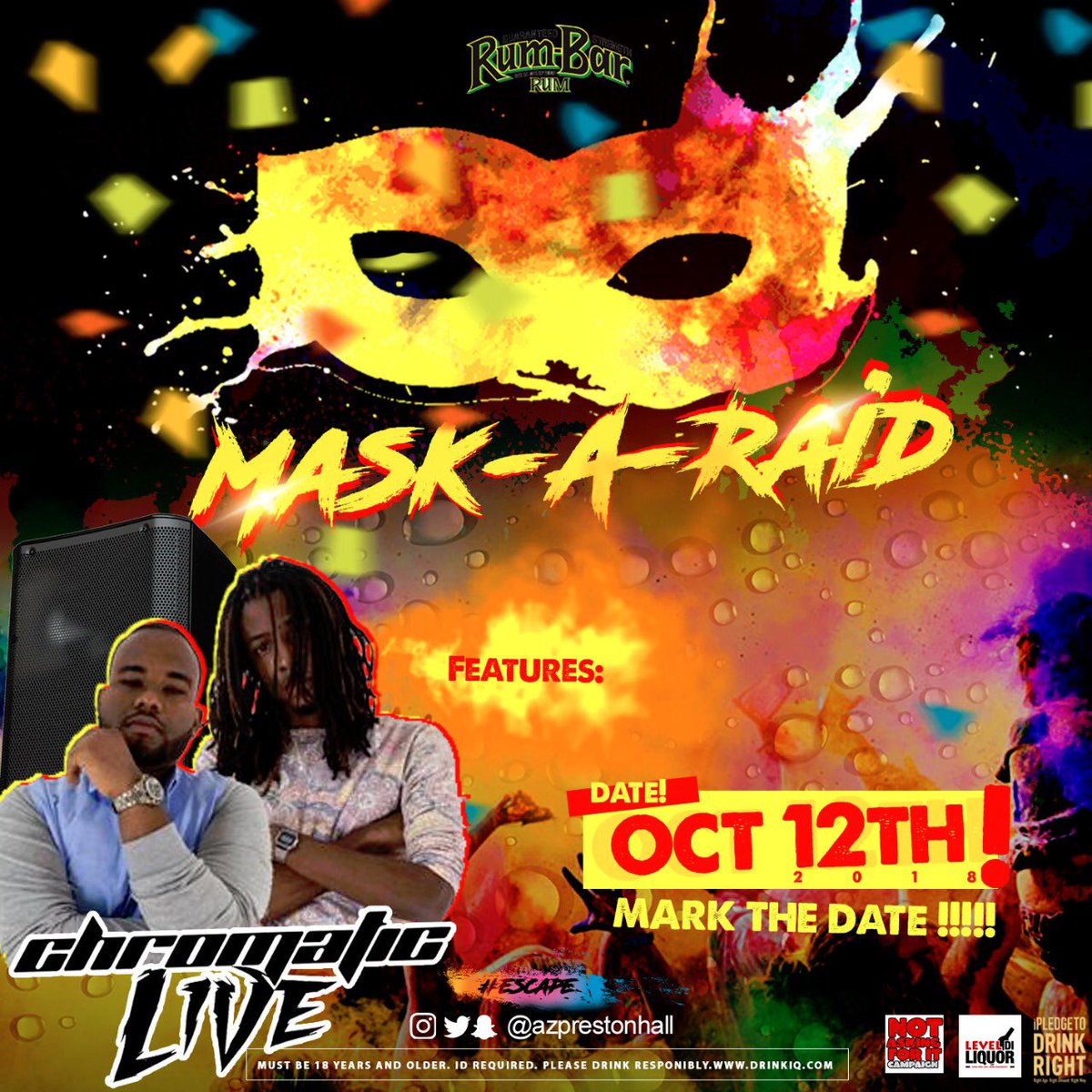 AZPrestonHall's tweet photo. Guess what? 👀 There’s only 5 days until the ladies favourite sound takes over Mask-A-Raid. Get ready for Heavy D from Chromatic Live to shell the place 🎭🤸🏾‍♀️💦
📍VIP $2500
📍Presold $800📍At the gate $1200
#LetsEscape 
#FlairySeason 
#MaskARaid12
#MREscape  
#MaskARaidOct12 https://t.co/OUaKXKVD0T