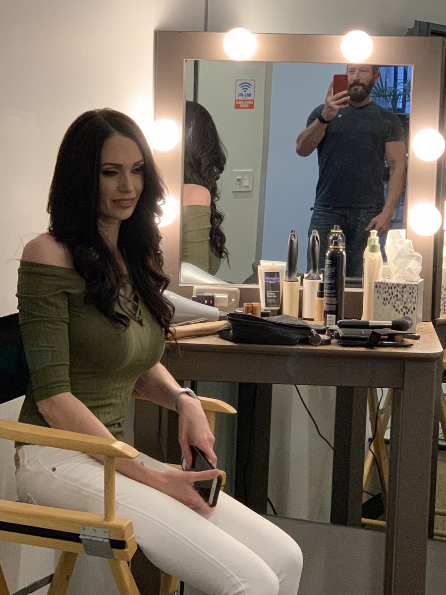 In the green room <a href="/morningshowon7/">The Morning Show</a> 
Michael taking a photo of me while our daughter takes one too.