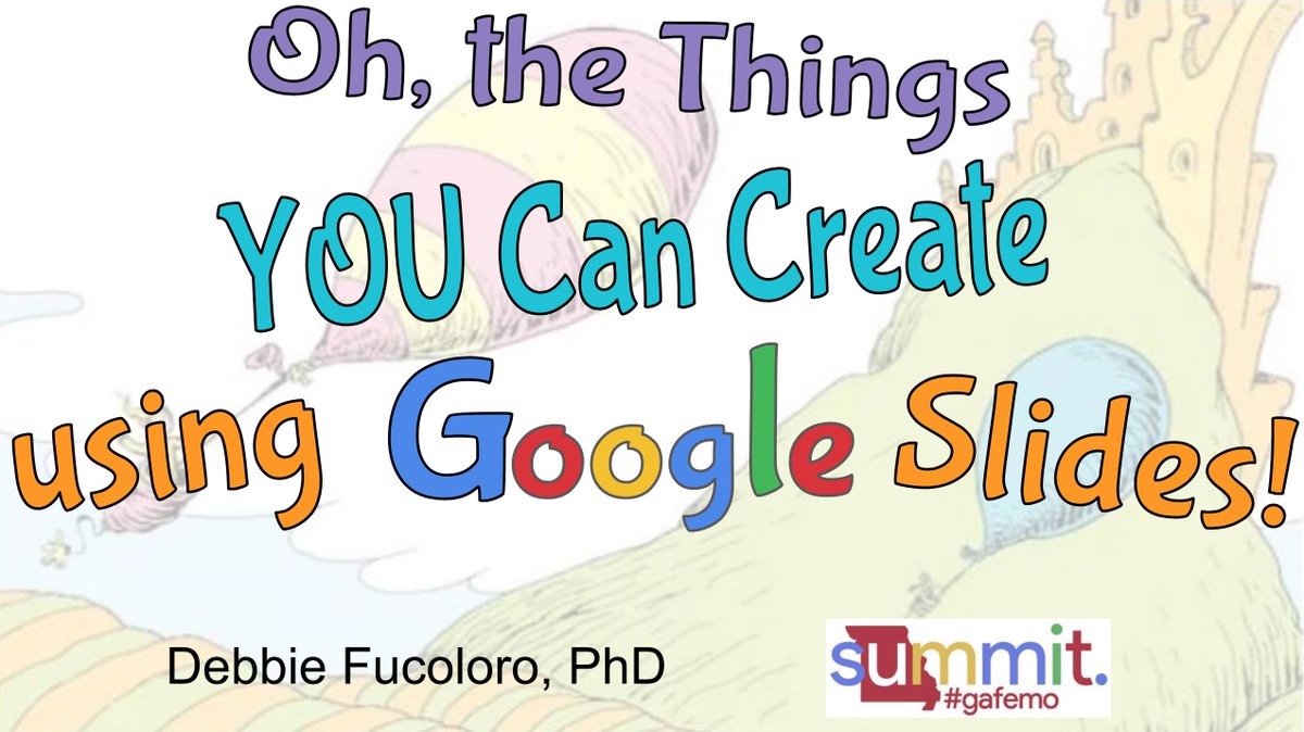 debbiefuco's tweet photo. Hey #moedchat if you missed #gafemo18 check out my session resources: “Oh, the Things YOU (and your students) Can Create Using Google Slides (and Drawings)! https://t.co/ORrNH8LOmj #GoogleEDU #Googlepleaseadderasebackground https://t.co/lqE11Dgd3B