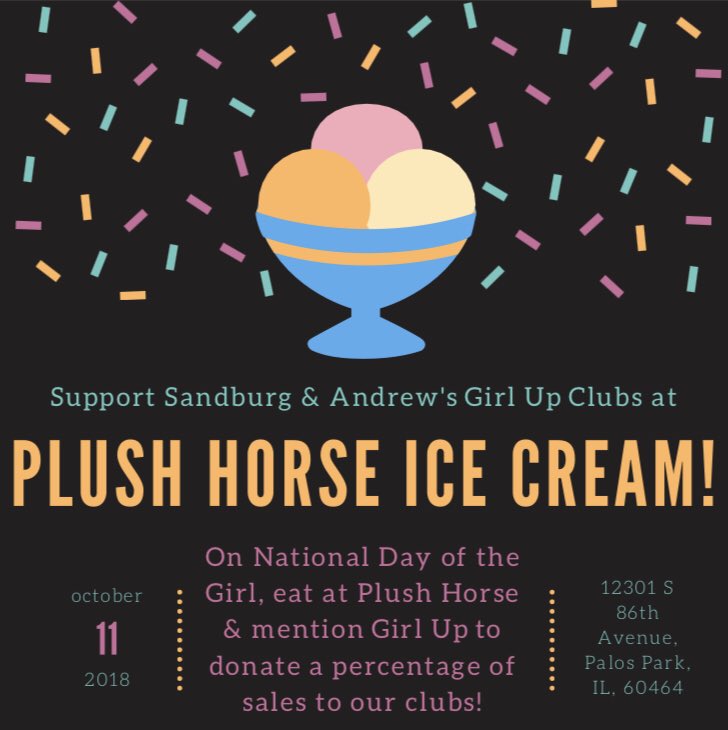 cshsFEMpower's tweet photo. Eat at Plush Horse on October 11th and a percentage of all sales will go towards the Girl Up organization for International Day of the Girl! https://t.co/735rTnqtgs