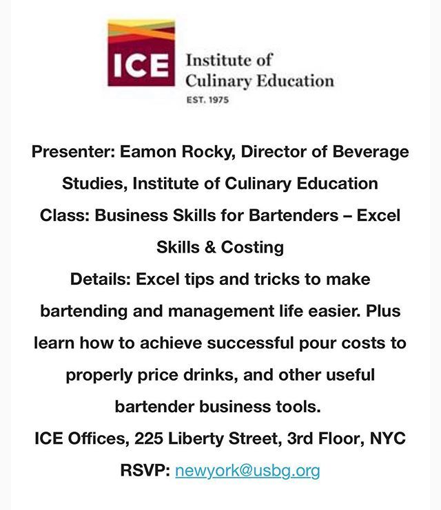National Education Week Seminar #4
.
Thursday October 11th 1-3 p.m.
.
Seats still available. Come out and bring a non-member to show them what the USBG is all about!
.
#usbgedweek #usbg #usbgny #bartenderskills ift.tt/2pHVMAt