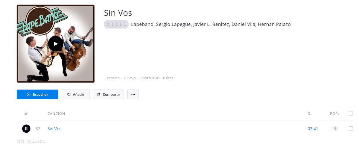 lapeband's tweet photo. ¡Estamos muy contentos! Ya nos podés escuchar en @DeezerLATAM @sergiolapegue @HernanPalazzo @javierlbenitez @JerryRock4 #BuenDomingo #musica #Lapeband #SinVos https://t.co/eBUWk63rmJ
