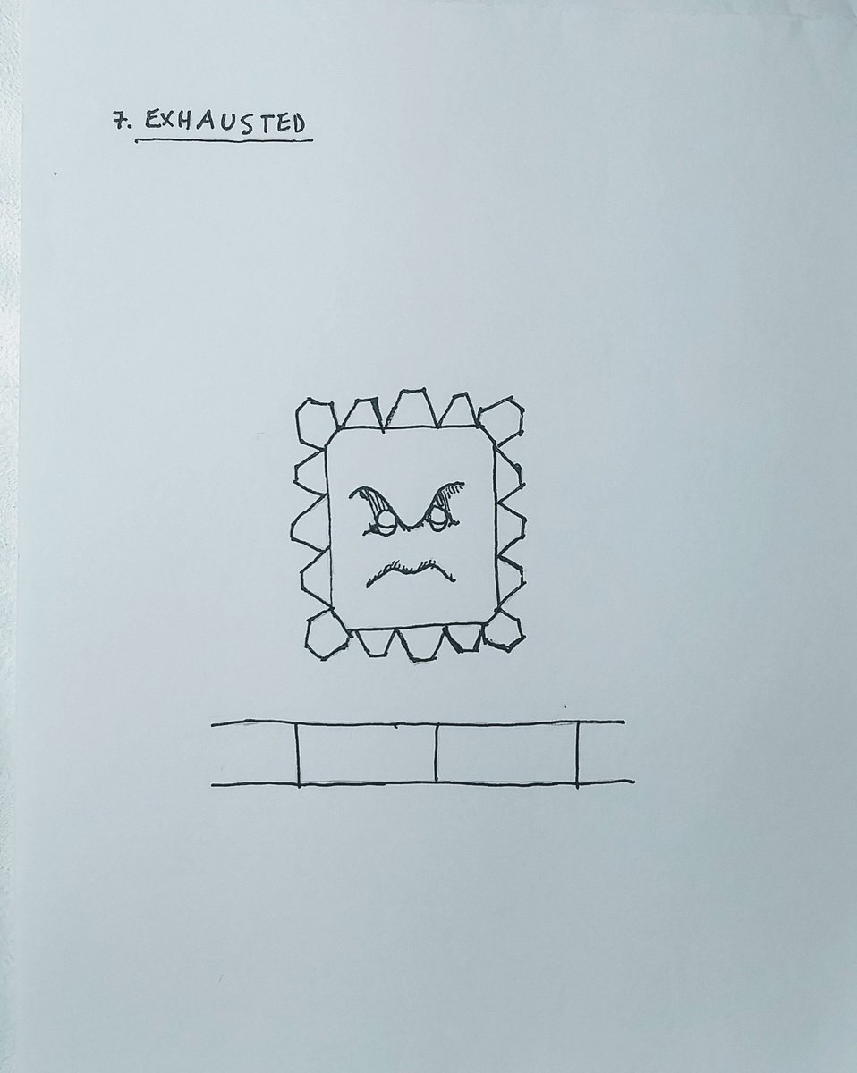 Zeroomega_22's tweet image. I had trouble thinking of what looks exhausted in the Super Mario series. Thwomp kinda does after trying to flatten something. 😫

#inktober #inktober2018 #thwomp #exhausted #supermario #MarioParty #penandpaper