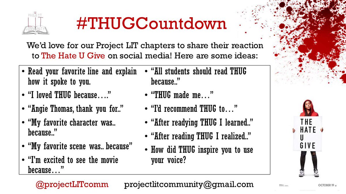 ProjectLITComm's tweet photo. And here’s our #THUGCoutdown! #ProjectLITchat https://t.co/9Lzv1v5Zxg