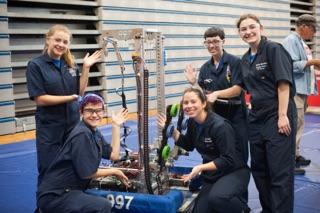 Team997's tweet photo. We had a great time at Girl's Gen yesterday! Made it to semis with an awesome drive team/pit crew

#omgrobots #firstlikeagirl #ILookLikeAnEngineer https://t.co/GSJpuBvdEQ