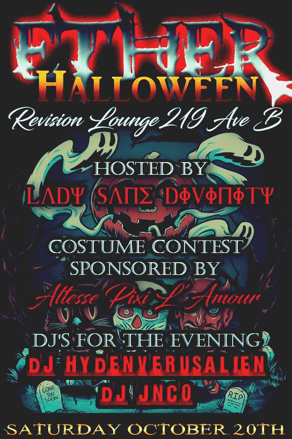 SYNFULDREAMZENT's tweet photo. 13 DAYS AND COUNTING ETHER PRE HALLOWEEN PARTY @Revisionlounge DJ JNCO DJ HAYDNVERSUSALIEN DJ GRAVE SPINNING EVERYTHING FROM HIP-HOP REGGAE REGGAETON DANCE TOP 40'S ALSO A $100 CUSTOM CONTEST AND YOUR HOSTESS OF THE NIGHT LADY SANE https://t.co/kROv0Qd1Cw