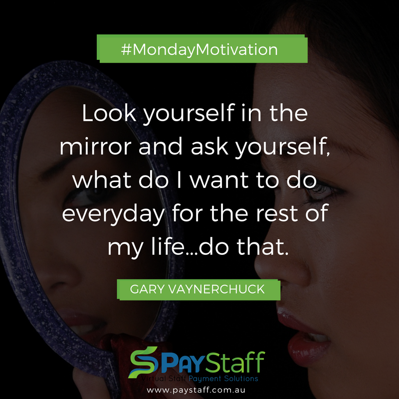 PayStaffAU's tweet photo. "Look yourself in the mirror and ask yourself, what do I want to do every day for the rest of my life…do that.” - Garyvee
While pondering, you may want to read 5 Things to Consider When Choosing the Right Side Hustle For You. Cheers to Monday! https://t.co/FEkVk6Lyr0 #PayStaff https://t.co/j0LUlUMem3