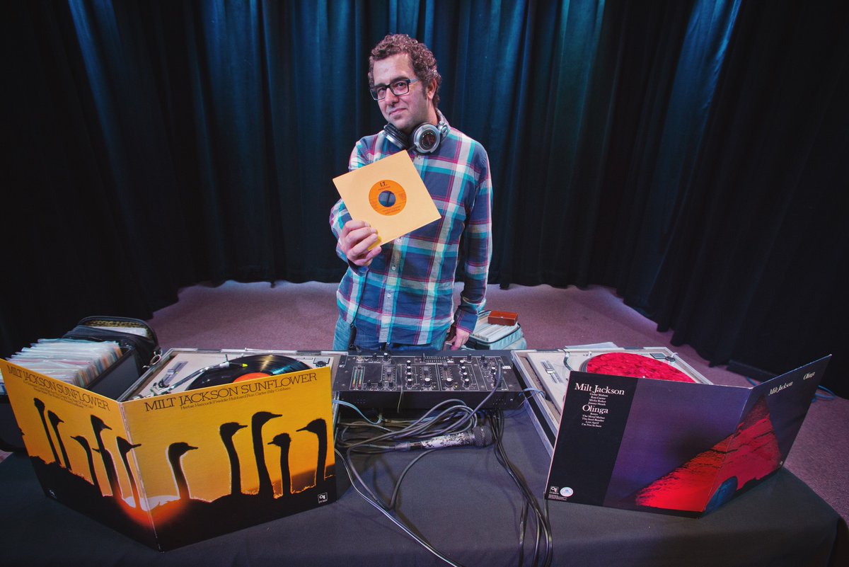 kuumbwajazz's tweet photo. Crate digging and vinyl spinning with DJ Vinnie this past Friday...CTI and A&amp;M classics featuring Pete Turner photography on the covers. (📷: r.r. jones) #kuumbwajazz #firstfridaysantacruz #santacruz #djvinnie #peteturner #vinyl https://t.co/oHgsVablCY