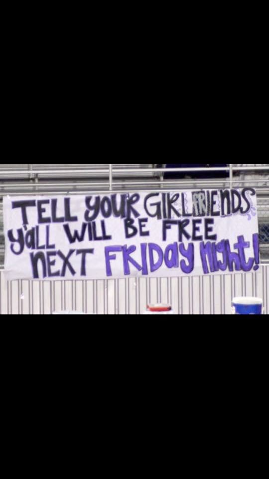 FakeNeathery's tweet photo. Hey, ⁦@EHSWildcatFB⁩ look what I dug out of the archives! Y’all hung this up a few years ago when you visited us in the playoffs. How’d that work out for y’all? See you Friday 🤫🤫🤫 https://t.co/gx8NKdA6gJ