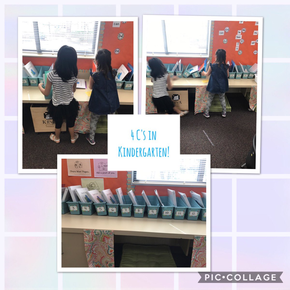 Kindergarteners in Mrs Jones' class collaborating to put book boxes back in numerical order. They discussed, problem-solved, cooperated, and organized all on their own. Fun to watch! #wearetusd <a href="/Hawks_OH/">Orchard Hills Hawks</a>