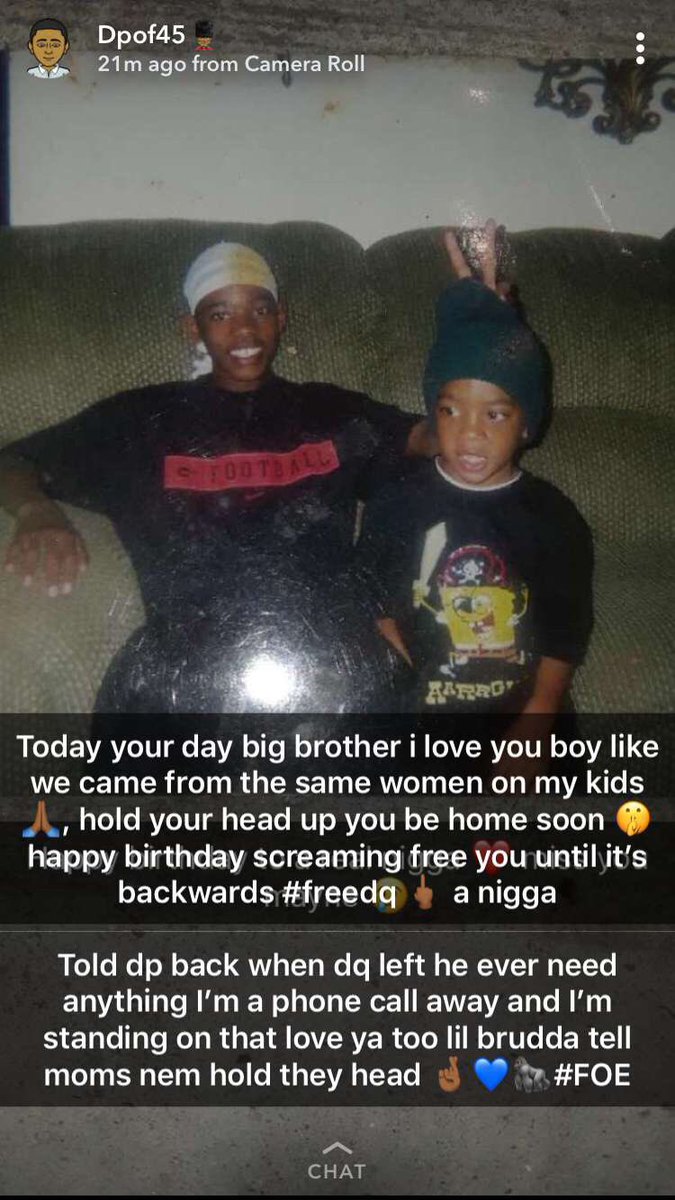 Slugjr_'s tweet photo. Happy birthday to my brother i love you nigga ๐ฏ, Iโm standing on everything i say because of you , you be home soon ๐คซ ๐ฆ๐ค๐พ๐ #freedq https://t.co/F2ksjBUBhc