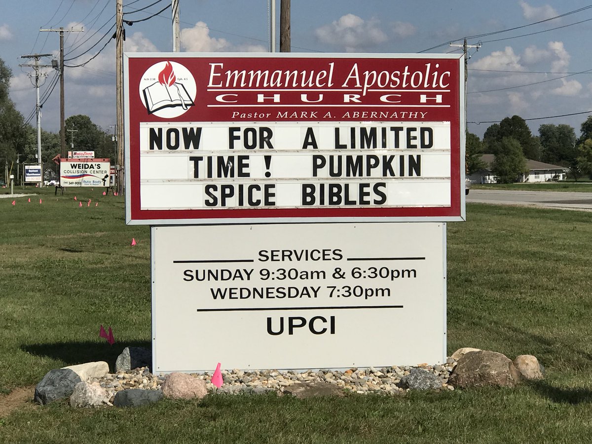 erikcooper's tweet image. I’m not even sure what this means, but I hear they’re good with maple scones. #churchsigns