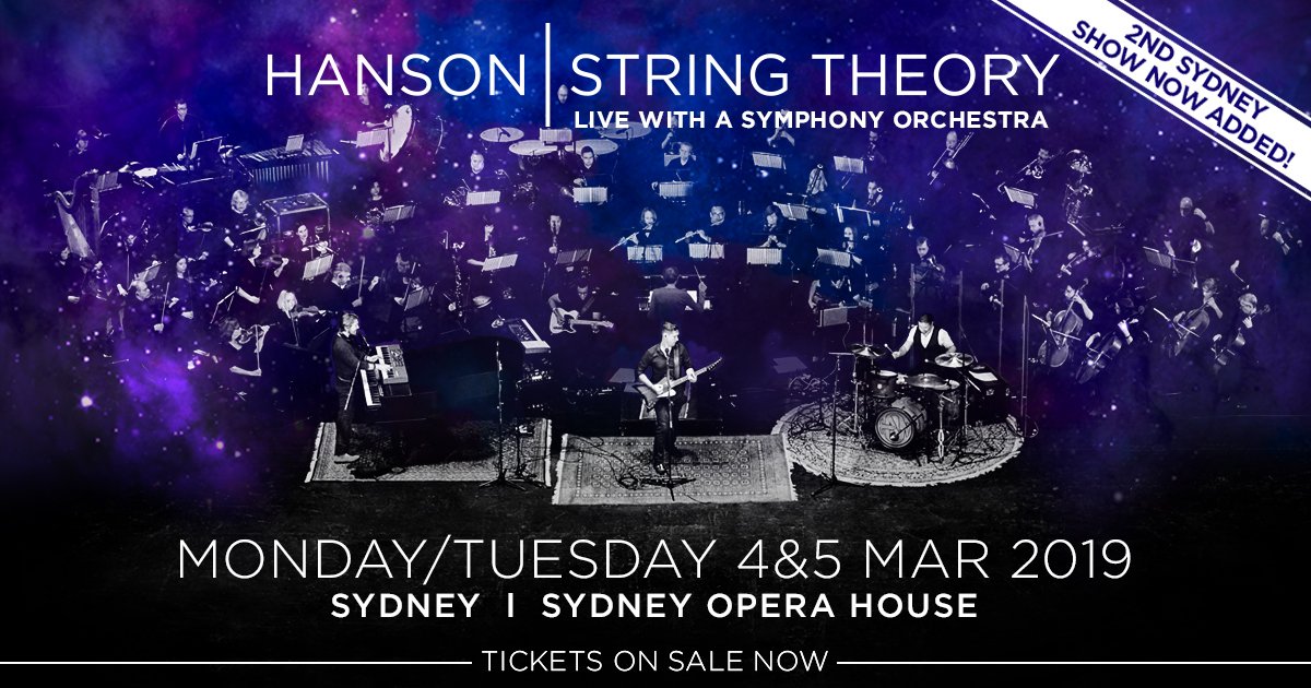 hansonmusic's tweet photo. Sydney, Australia! Tickets are available now for the second #hansonstringtheory show at @SydOperaHouse! Available here: https://t.co/CNe8ZrQLOH https://t.co/GoAp3Csrnk