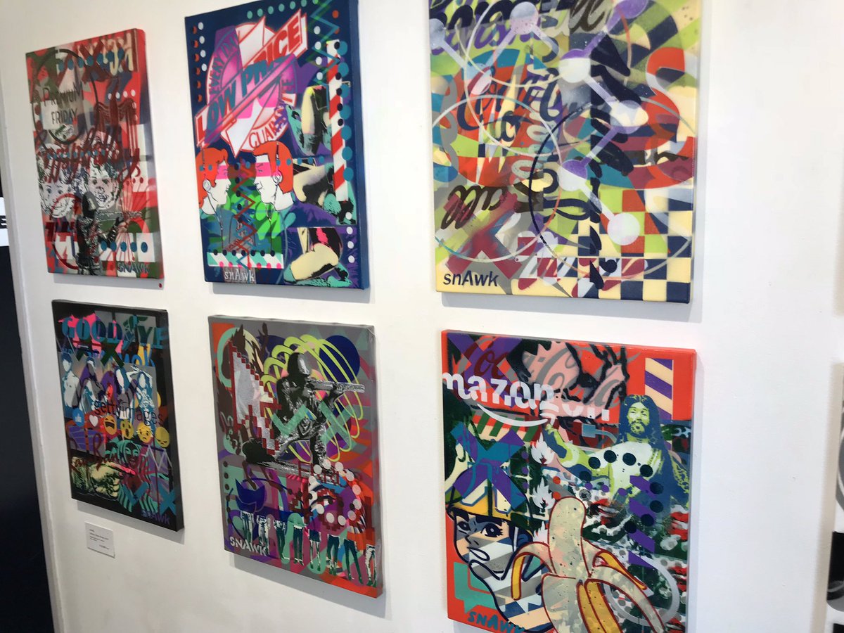 xKUMOx's tweet photo. 🤩🤩🤩
@_snAwk さんの作品が@the_____gallery さん にて展示中！！
すごいカラフル&amp;フレッシュ！！！
写真だと伝わりにくいこの鮮やかな色彩、ぜひとも会場で体感してほしいです😌
おもしろかった！

#ブランクギャラリー #原宿 #snAwk https://t.co/00gVAbE4J4