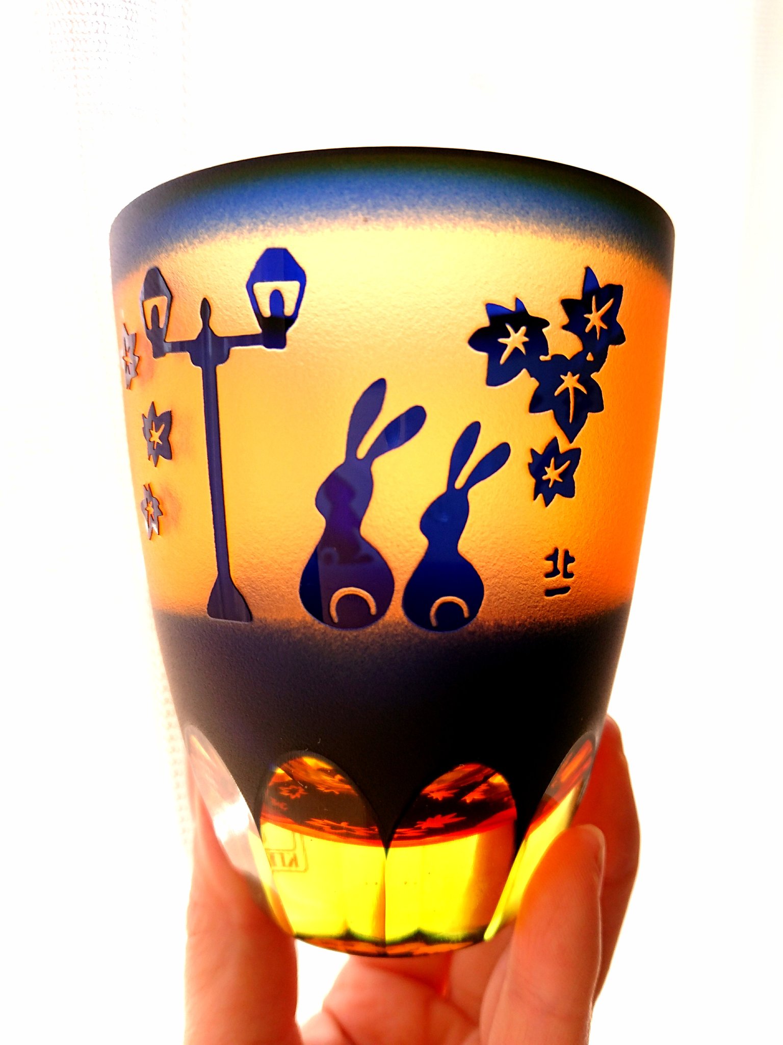 北一ガラス 万華鏡ペアグラス 北一硝子 ゆらゆらグラス 月見 うさぎ 夏