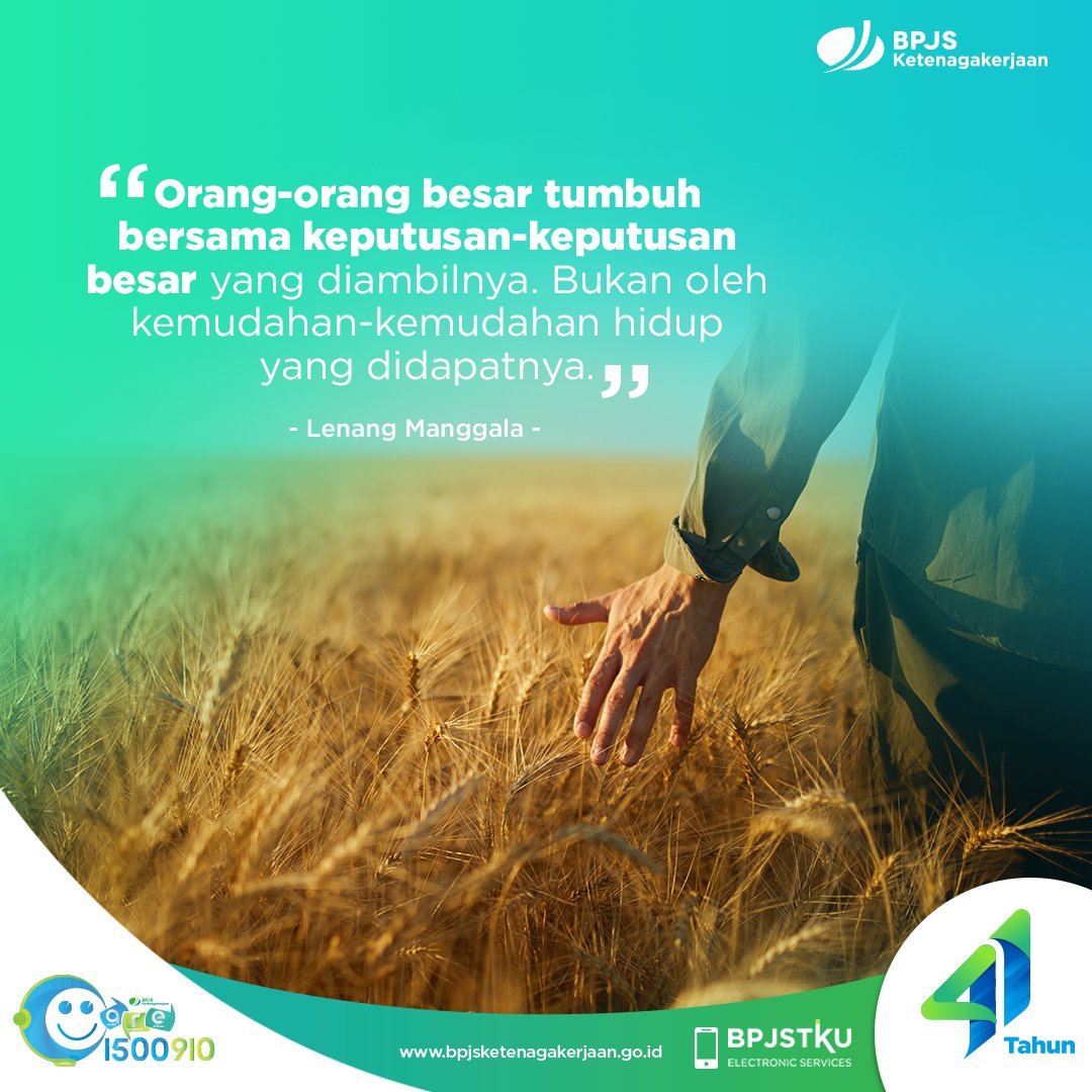 BPJSTKinfo's tweet photo. Orang sukses adalah orang yang dapat mengambil keputusan dengan tepat. Meski tidak mudah, belajarlah dari kesulitan yang kamu hadapi. Karena orang besar terlahir dari keputusan-keputusan yang ia ambil, bukan dari kemudahan-kemudahan hidup yang ia miliki. https://t.co/1417jK0z8O