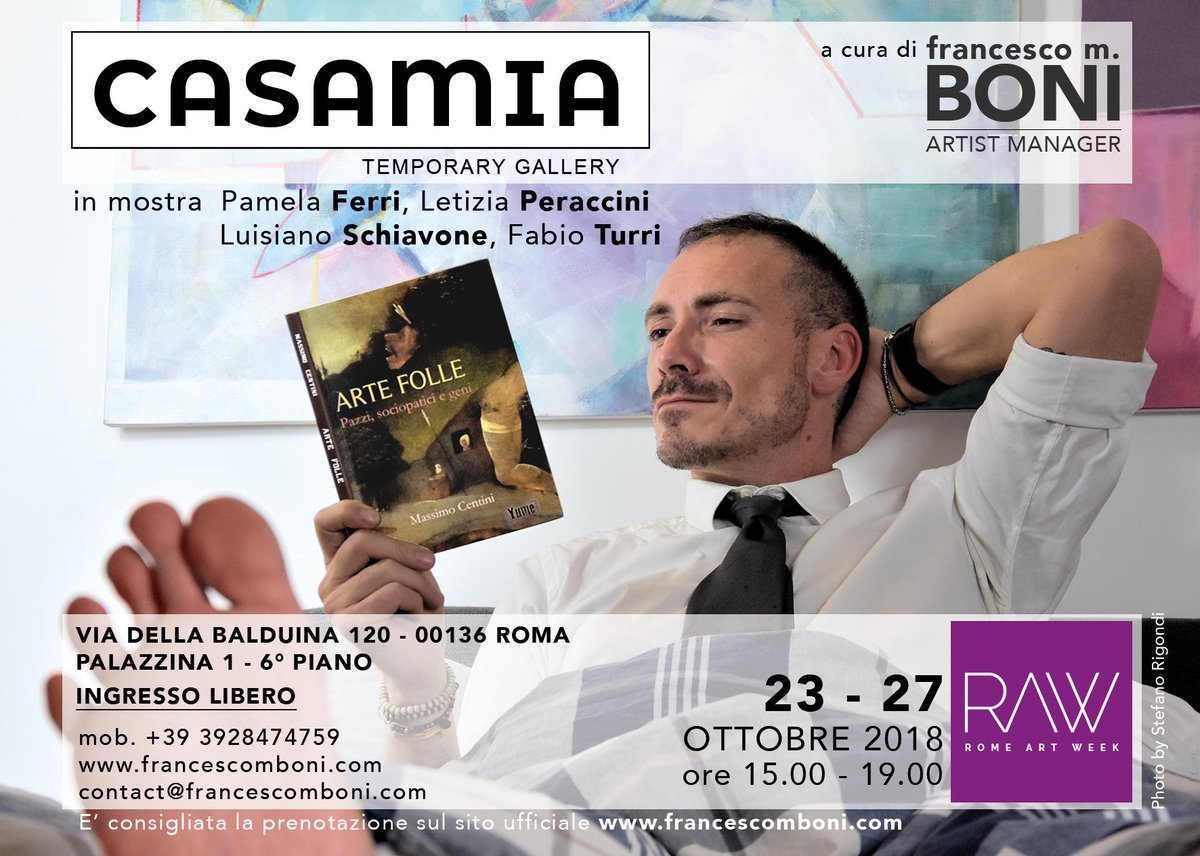 fmbonimanager's tweet photo. CASAMIA - Temporary Gallery
'Quattro artisti in appartamento / Four artists in apt.'
#casamia #temporarygallery #contemporaryartist #painter #paintings #photography #Roma #romeartweek2018 @romeartweek @luisianopittore @frabooster @fmbonimanager https://t.co/kVrLZS11nX