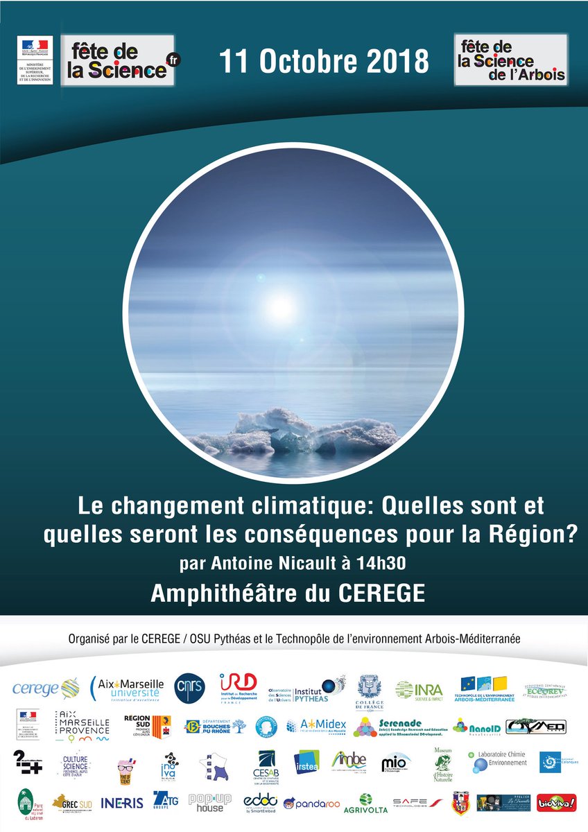 taczd's tweet photo. J-3  #fdsarbois !  Pour cette semaine du climat, et pour la  #fds2018,  il y aura une conference sur les conséquences du  changement climatique par Antoine Nicault, @grec_sud.  #cerege  #fdspaca https://t.co/ivNNDo6j0j