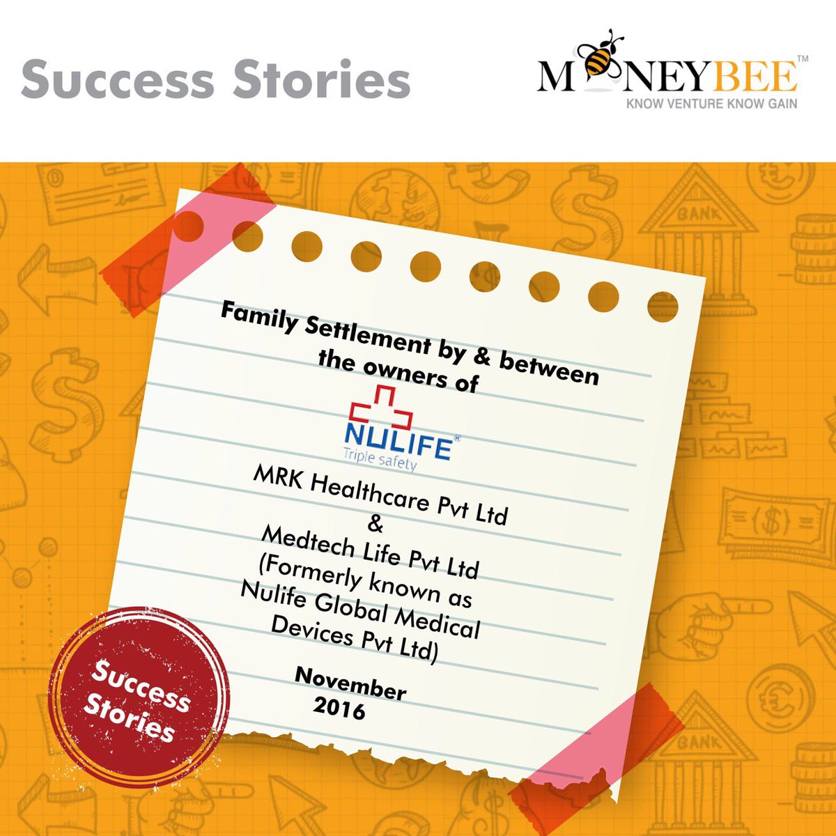 MoneybeeGroup's tweet photo. Team Moneybee acted as the transaction advisor between MRK Healthcare Pvt Ltd & Medtech Life Pvt Ltd( Nulife Global Medical Devices Pvt Ltd), leaving a mark in the pharmaceutical industry.
.
.
.
.
#moneybeegroup #successstories #pharmaceutical #medicaldisposalindustry #medical https://t.co/MchIRMxvPR
