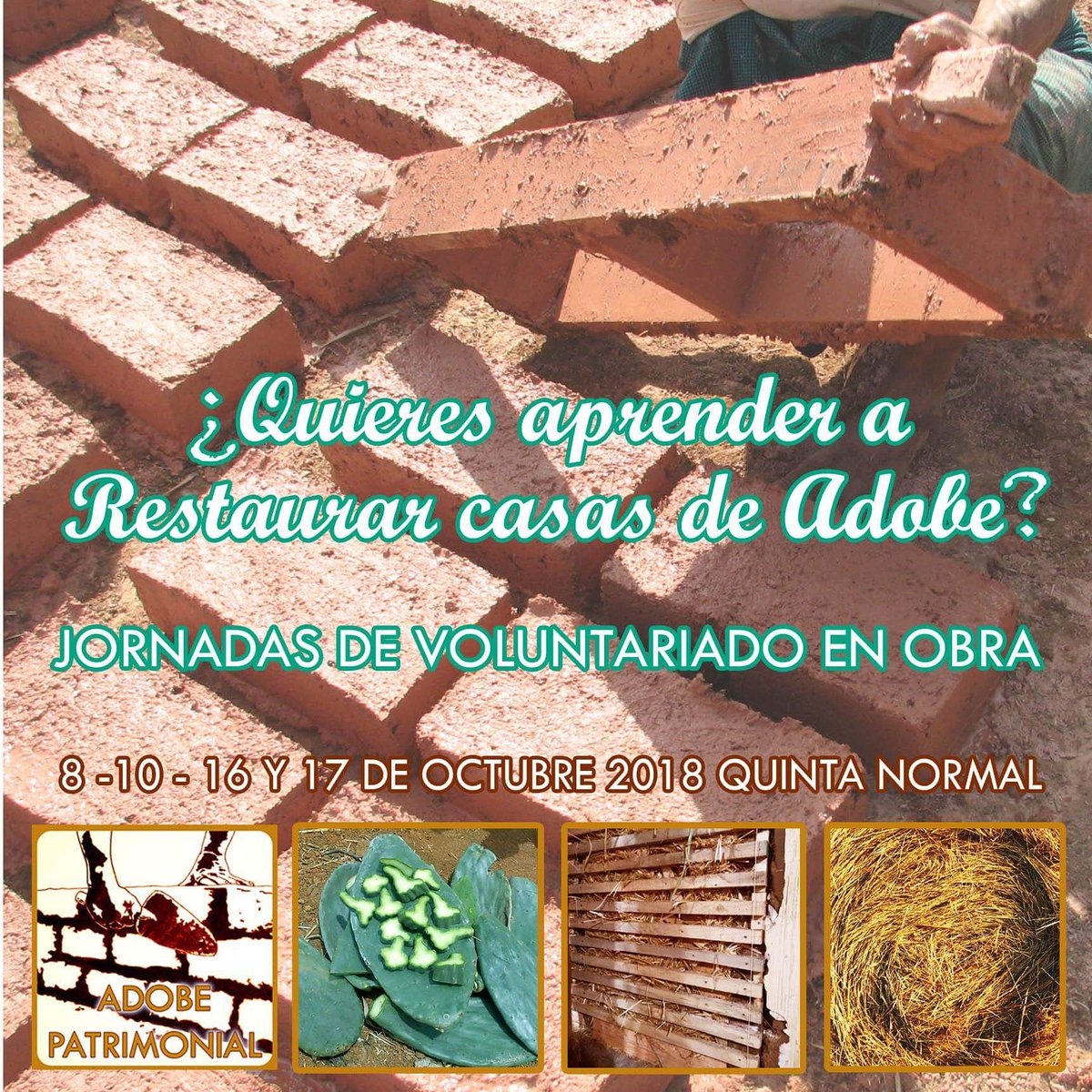 AdobeTierra's tweet photo. Este lunes 8 de octubre estaremos iniciando un nuevo ciclo de talleres en la comuna de Quinta Normal, se vienen 4 jornadas con nuevos aprendizajes en torno a la Restauración y el Patrimonio #casadeadobe #adobepatrimonial #arquitecturaentierra #Barro #culturasconstructivas https://t.co/sj5uamlftC
