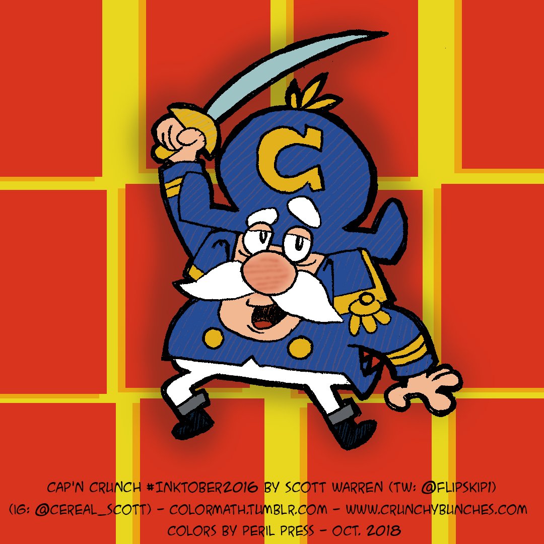 geekbroll's tweet photo. Cap'n Crunch by Scott Warren @flipskip1 for #inktober2016 - Colors by me. #capncrunch #crunchybunches #inktober2018 #inktober #scottw #scottwarren #breakfastcerealmascots #breakfastcereal #cereal #cerealmascots #cartoons #cartooncharacters #coloring #digitalcoloring https://t.co/kJQ6ELPOvz