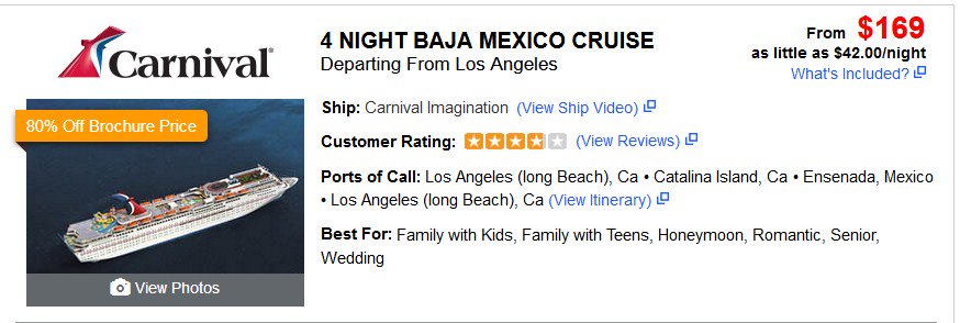 CheapFlyME's tweet photo. 4 Night Baja Mexico Cruise Dec 2 2018                    
Departing From Los Angeles
https://t.co/5ecg7kN63U

#Mexico #LosAngeles #Cruise #sbtc #girlstravel #travelpics #TTOT, #CruiseChat #NUTS #wegosolo #ratw #Expediachat #TNI #jsett #TravelSkills #italyChat #LuxChat #TMUChat https://t.co/uvwSno8QbE