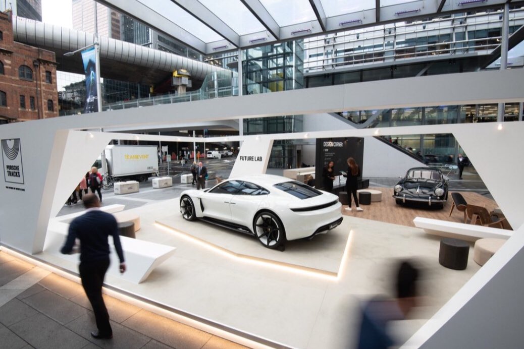 PorscheAus's tweet photo. The Mission E Concept is in Sydney, Australia. On display from today as part of the Porsche Future Lab brand pop-up space in Barangaroo #Porsche #PorscheAustralia #PorscheTracks https://t.co/G3kZuSAGVx