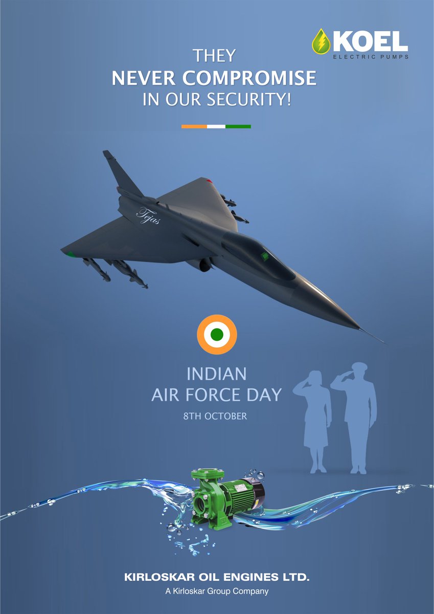 They Never Compromise in our security!!!
Salute to their valorous courage.
Indian Air Force Day | 8th October
#AirForceDay #IndianAirForce #SaluteToCourage #NoCompromiseService #KOEL #KirloskarOilEnginesLtd #Bestperformance
<a href="/IAF_MCC/">Indian Air Force</a>