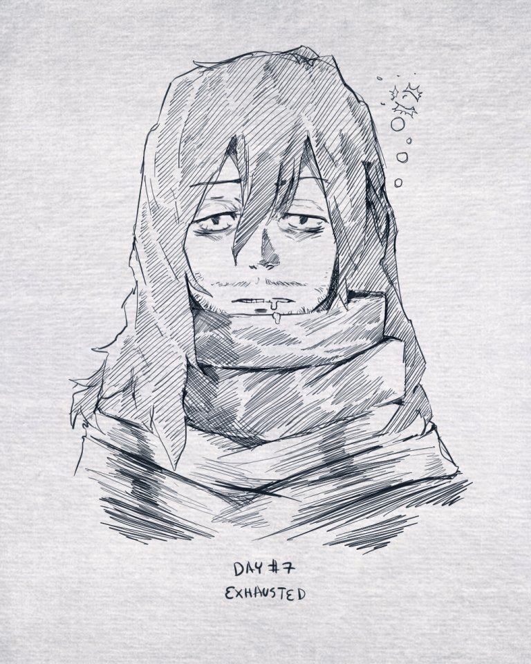 #inktober Day 7, "Exhausted" with Eraserhead/Aizawa Shota (イレイザー・ヘッド/相澤消太)   #BNHA 