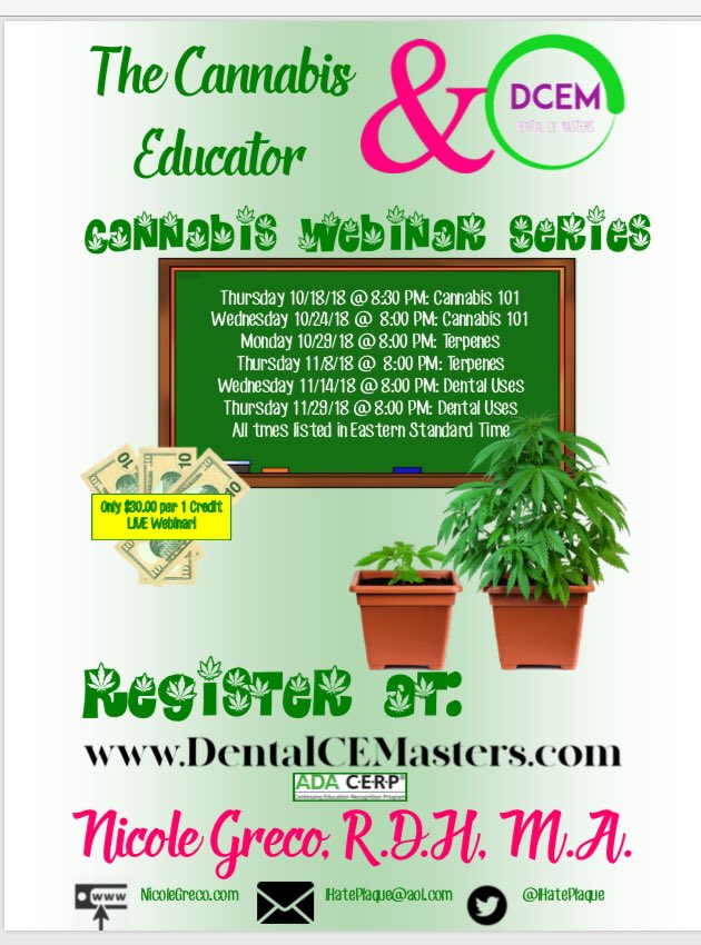 ihateplaque's tweet photo. Cannabis courses for the dental hygienist! @ProjectCBD  @cbdmedicalnews #cbd #dental #dentalhygiene https://t.co/lAhoDjgxzr
