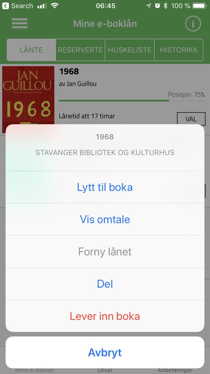 papipostnatal's tweet photo. @eBokBib Eg har 17 timar at på lydboka mi. Korleis kan eg fornye lånet utan å levere ho inn? https://t.co/9AYAv8xul8