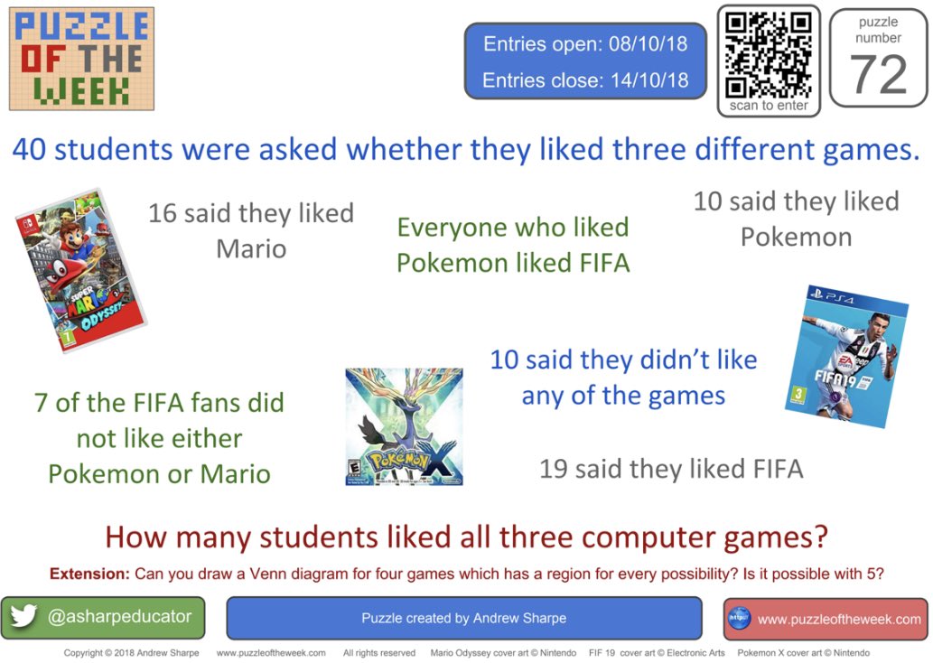 ReptonDXBMaths's tweet photo. Puzzle of the Week is back! Repton are competing with schools from 30 different countries and with @JESSMathsDept and @KentCollegeDXB in Dubai! Entries at https://t.co/SrNEpkWnpW Open to students, parents and teachers! Good luck! @ReptonDubai @asharpeducator #ReptonDXBThinkers https://t.co/lKAO96O3L0