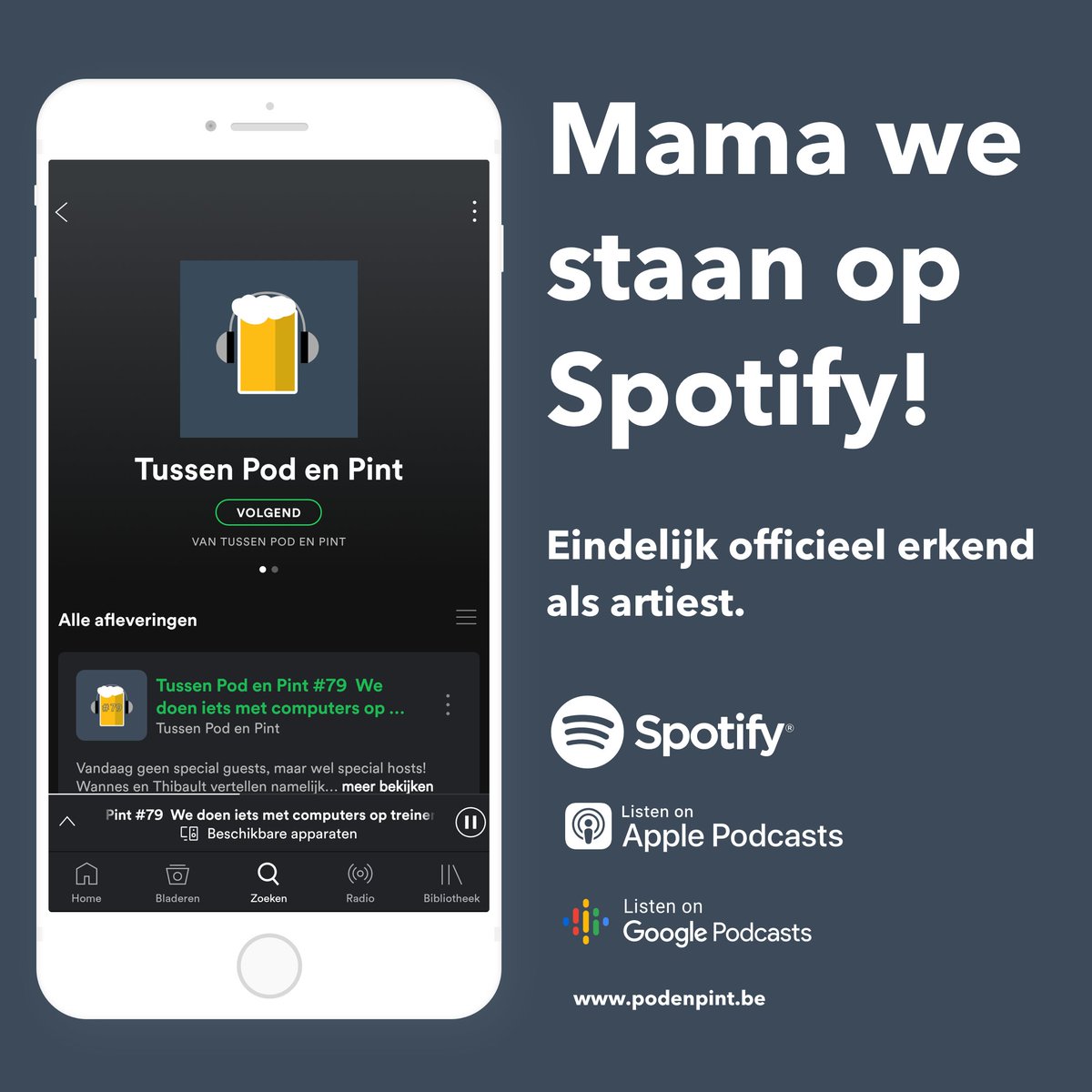 PodenPint's tweet photo. Voor wie nog twijfelde aan onze status als artiest. 

De meest interessante stemmen van het wereldwijde web hoor je nu ook op Spotify: https://t.co/5SKN0MPhi2

#spotify #podcast #artist https://t.co/9FhowiOpvv