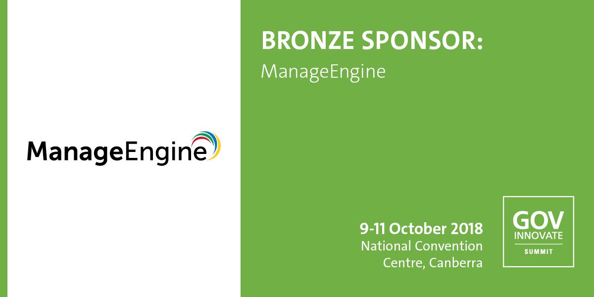 Gov2Aus's tweet photo. #GovInnovate kicks off at the National Convention Centre in Canberra tomorrow. We are looking forward to working again with @manageengine, if you are going to GovInnovate, make sure you drop by their stand over the next two days. https://t.co/4sIxgWPSny