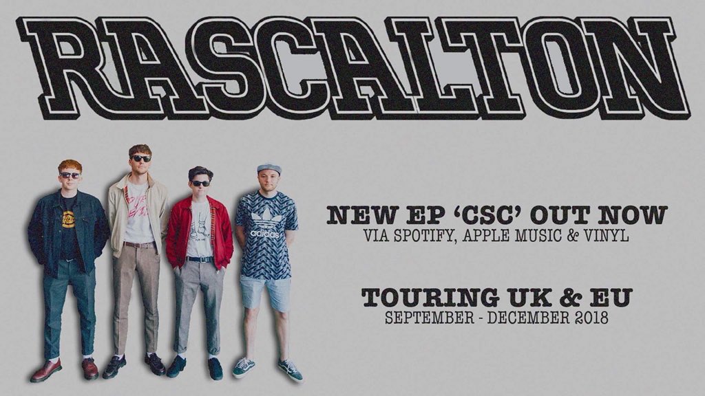JaggedRockMusic's tweet photo. Check out the latest EP “C S C” from Glasgow’s punk 4-piece “RASCALTON” (@RSCLTN). 
https://t.co/TrQMs4mCv5

Grab on vinyl here:
https://t.co/DR0k1UPQuu

Touring up to December:
Tix: https://t.co/yefVh6ZGre
—————————————— 
#JaggedRock #RSCLTN #rascalton #music #discover #punk #rt https://t.co/aWKWOLakdO