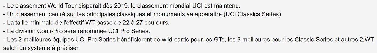 LeGruppetto's tweet photo. L'UCI a validé sa réforme autour du World Tour qui va être mise en place pour la saison 2020. Les principaux points : https://t.co/auN1gIPHyg