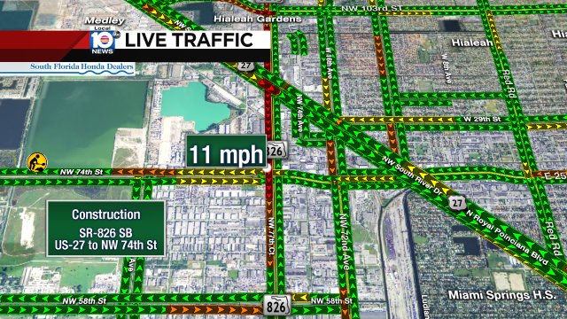 #TRAFFICALERT Construction on SR-826 SB between US-27 and NW 74th St. Up to three lanes blocked https://t.co/0KCER1ZTJO