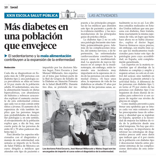 Escola de Salut Pública de Menorca (@escoladesalut) on Twitter photo En el artículo de hoy de <a href="/esdiarimenorca/">menorca.info</a> se recogen algunos de los aspectos tratados en el curso sobre #diabetes tipo 2, uno de los que ha registrado un mayor número de participantes en esta #EscolaSalut2018 En el artículo de hoy de <a href="/esdiarimenorca/">menorca.info</a> se recogen algunos de los aspectos tratados en el curso sobre #diabetes tipo 2, uno de los que ha registrado un mayor número de participantes en esta #EscolaSalut2018