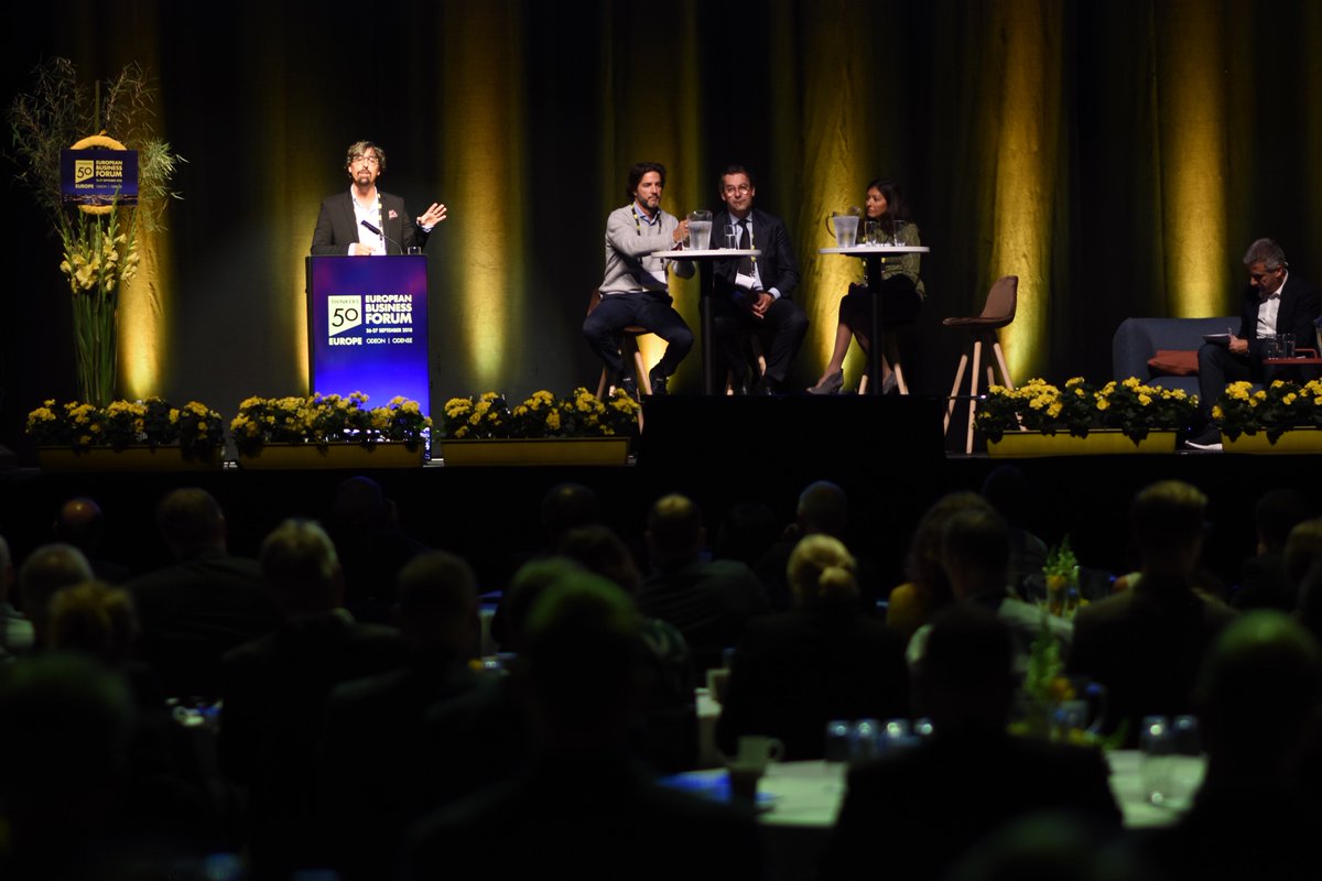 thinkers50's tweet image. Amazing panel “The new social agenda”, where Javier Goyeneche, @SasjaBeslik, Countess Alexandra and @andrevvm deliver enlightening talks about challenges we must address to create a smarter and safer #environment for future generations. #T50EBF