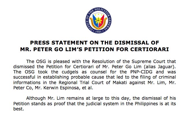 SolGenCalida's tweet photo. The judicial system in the Philippines is at its best. https://t.co/XEi4aiZzof
